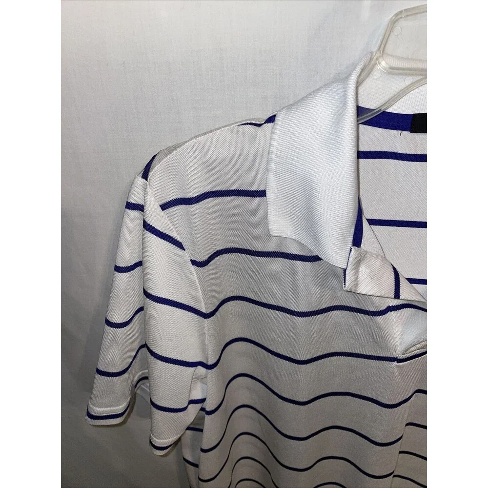Ralph Lauren RLX Mens Golf Shirt Size Medium White Striped Short Sleeve Button
